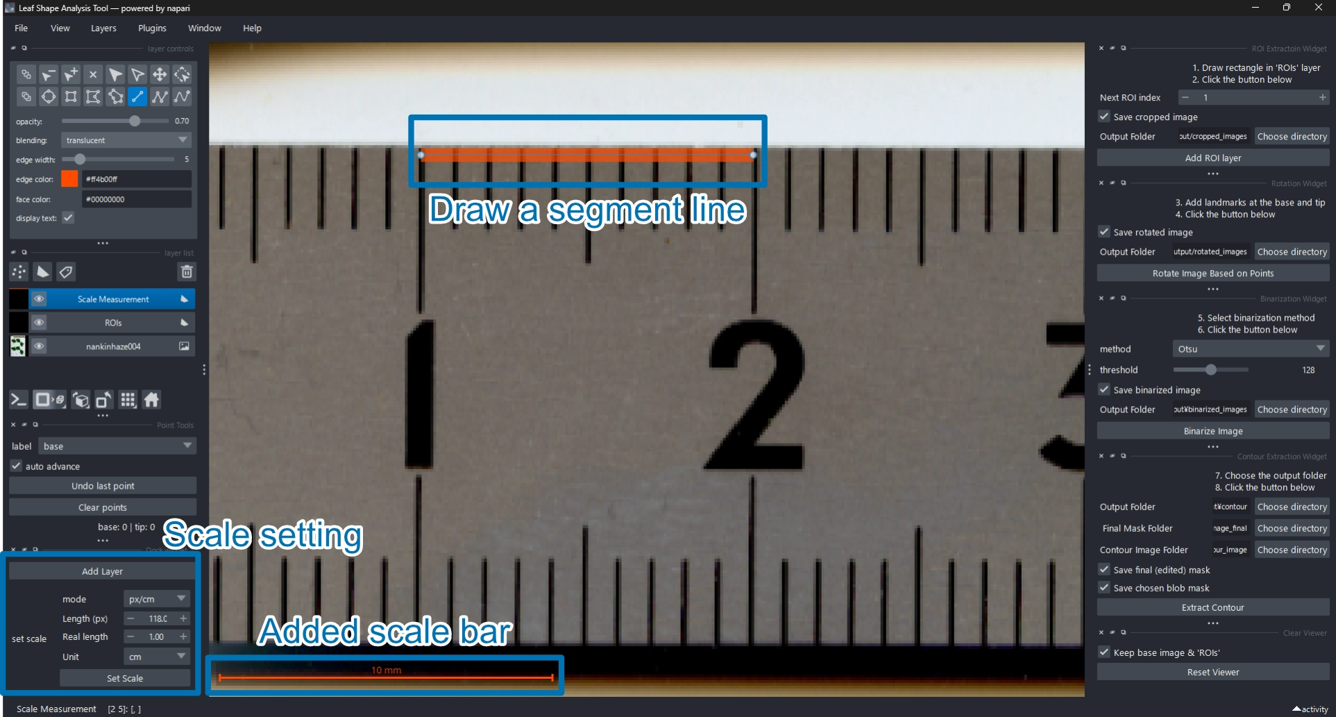 Set scale (px/cm mode)